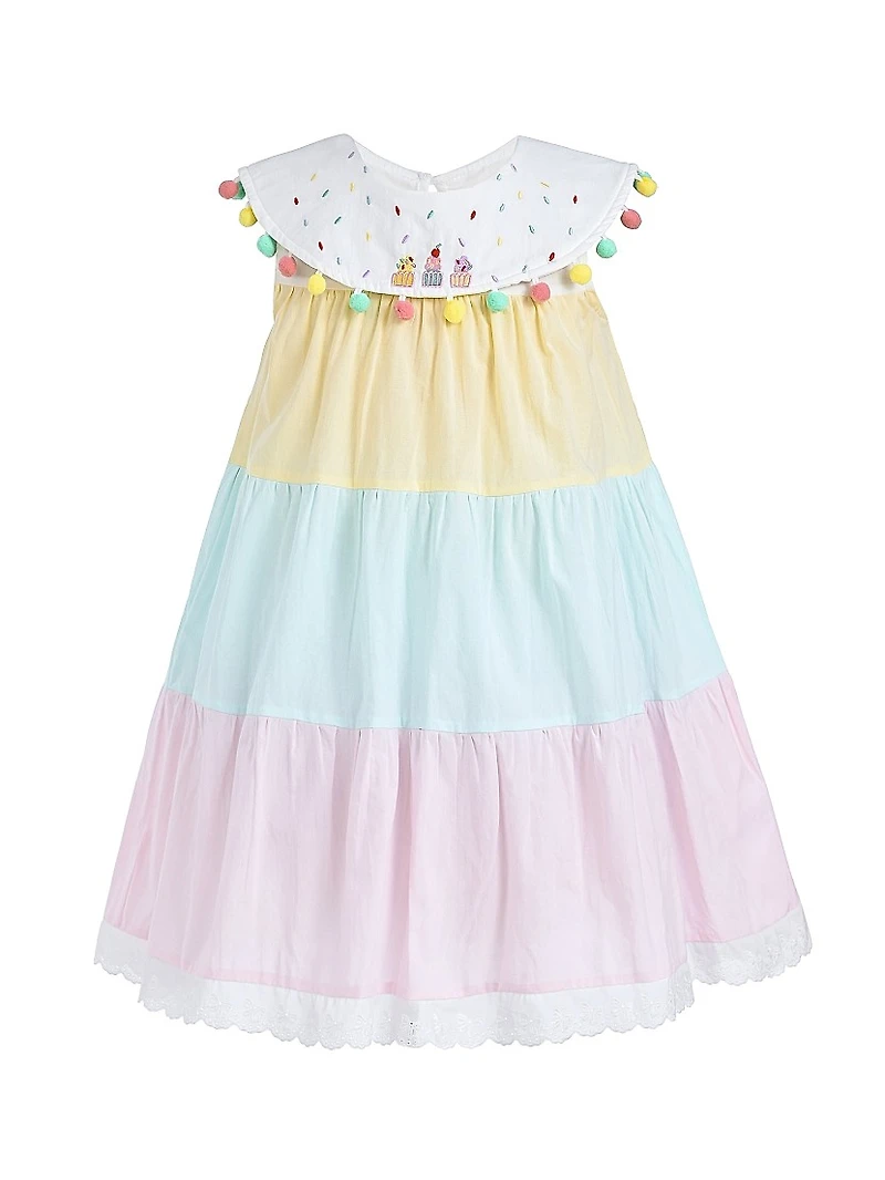 Little Girl's Layered Pom Dress