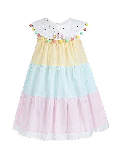 Little Girl's Layered Pom Dress