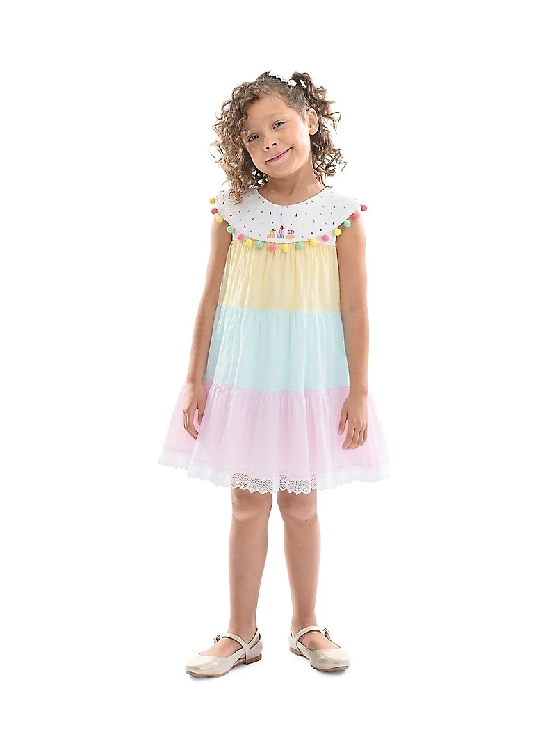 Little Girl's Layered Pom Dress