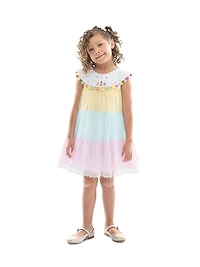Little Girl's Layered Pom Dress