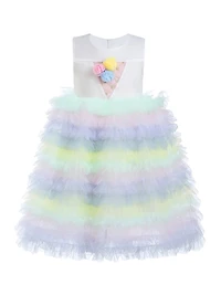 Little Girl's Ruffle Tiered Pom Dress