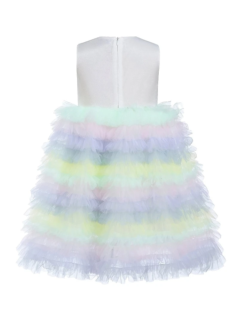 Little Girl's Ruffle Tiered Pom Dress