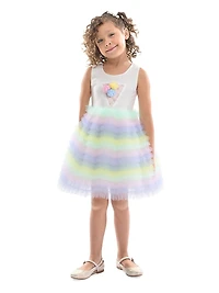 Little Girl's Ruffle Tiered Pom Dress