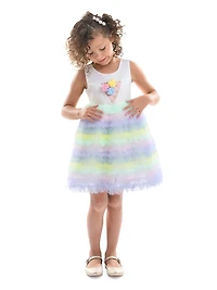 Little Girl's Ruffle Tiered Pom Dress