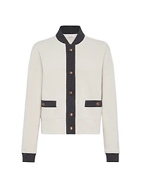 Cotton Smooth French Terry Cardigan Style Sweatshirt with Metal Buttons