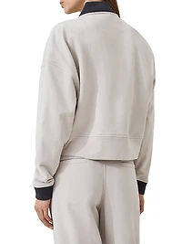 Cotton Smooth French Terry Cardigan Style Sweatshirt with Metal Buttons