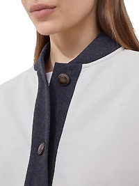 Cotton Smooth French Terry Cardigan Style Sweatshirt with Metal Buttons