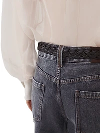 Authentic Denim Cropped Trousers with Monili