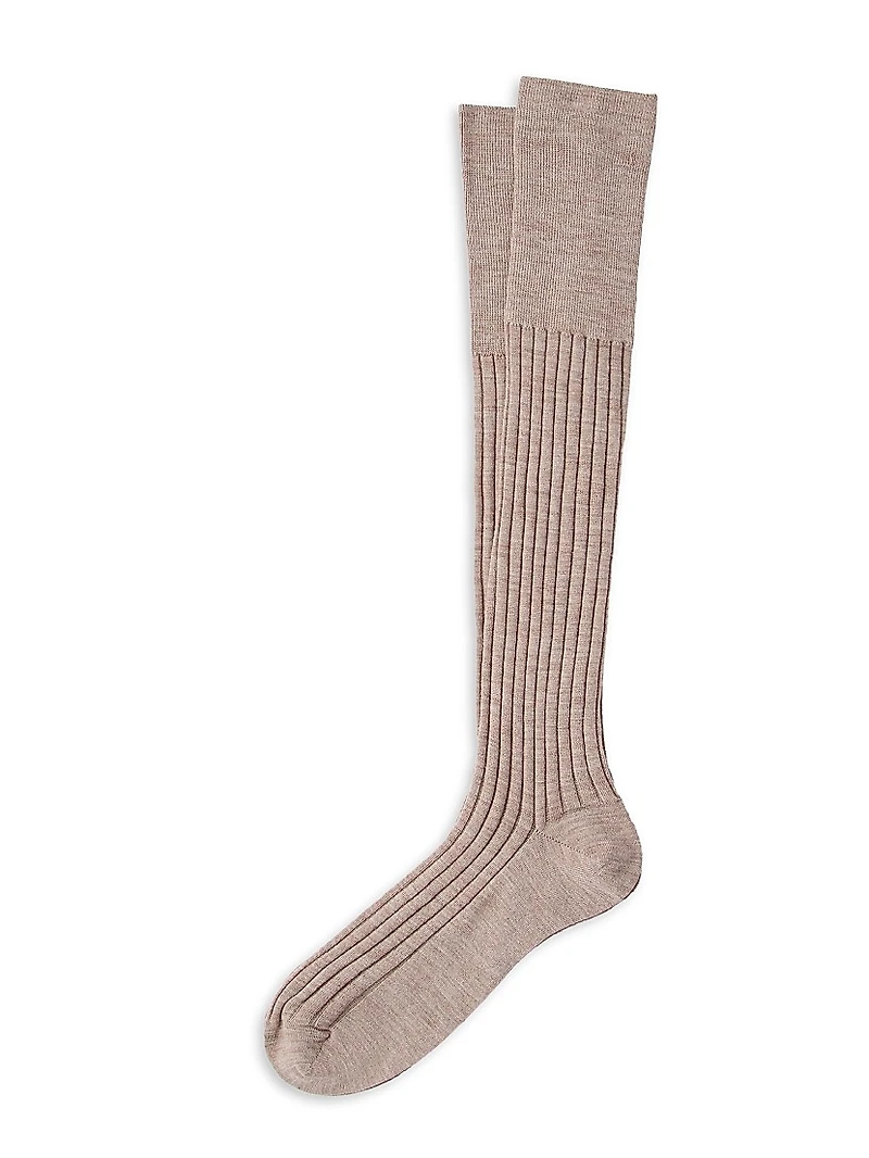 Virgin Wool and Cashmere Rib Knit Socks