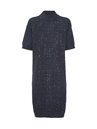 Mohair Virgin Wool and Cashmere Knit Dress with Dazzling Croc Motif