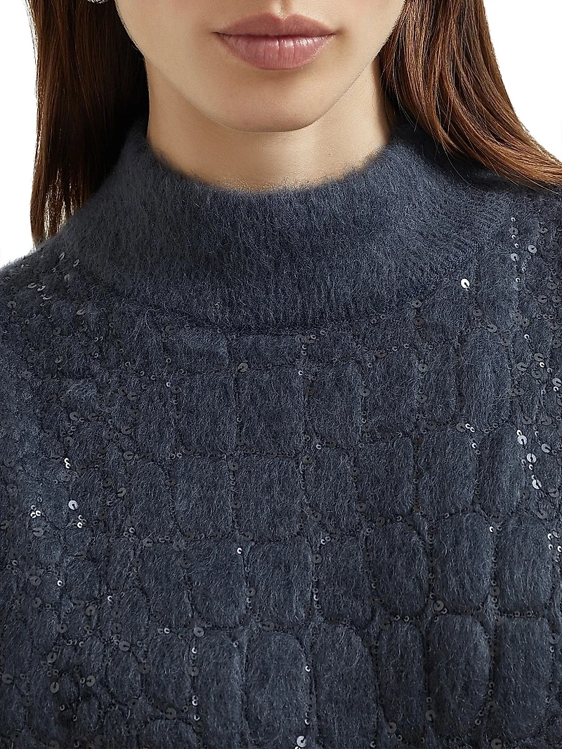 Mohair Virgin Wool and Cashmere Knit Dress with Dazzling Croc Motif