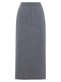 Stretch Cotton Lightweight French Terry Midi Track Skirt