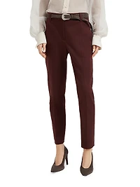 Stretch Cotton Cover Cigarette Trousers with Monili