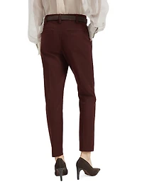 Stretch Cotton Cover Cigarette Trousers with Monili