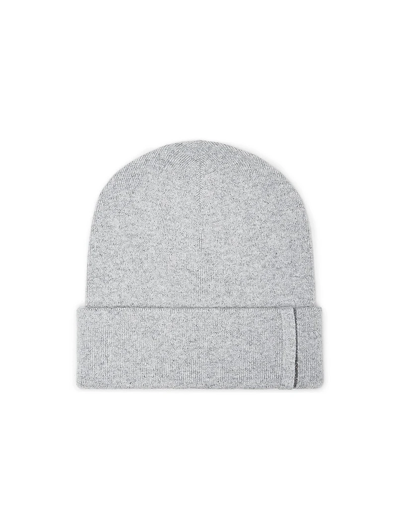 Cashmere Rib Knit Beanie with Monili