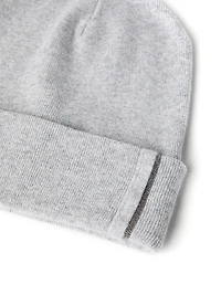 Cashmere Rib Knit Beanie with Monili