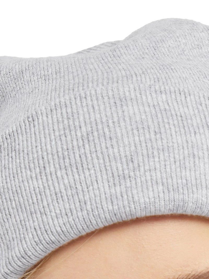 Cashmere Rib Knit Beanie with Monili