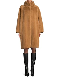 Faux Fur Knee-Length Coat