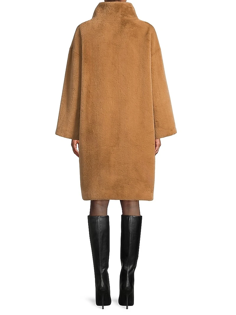 Faux Fur Knee-Length Coat
