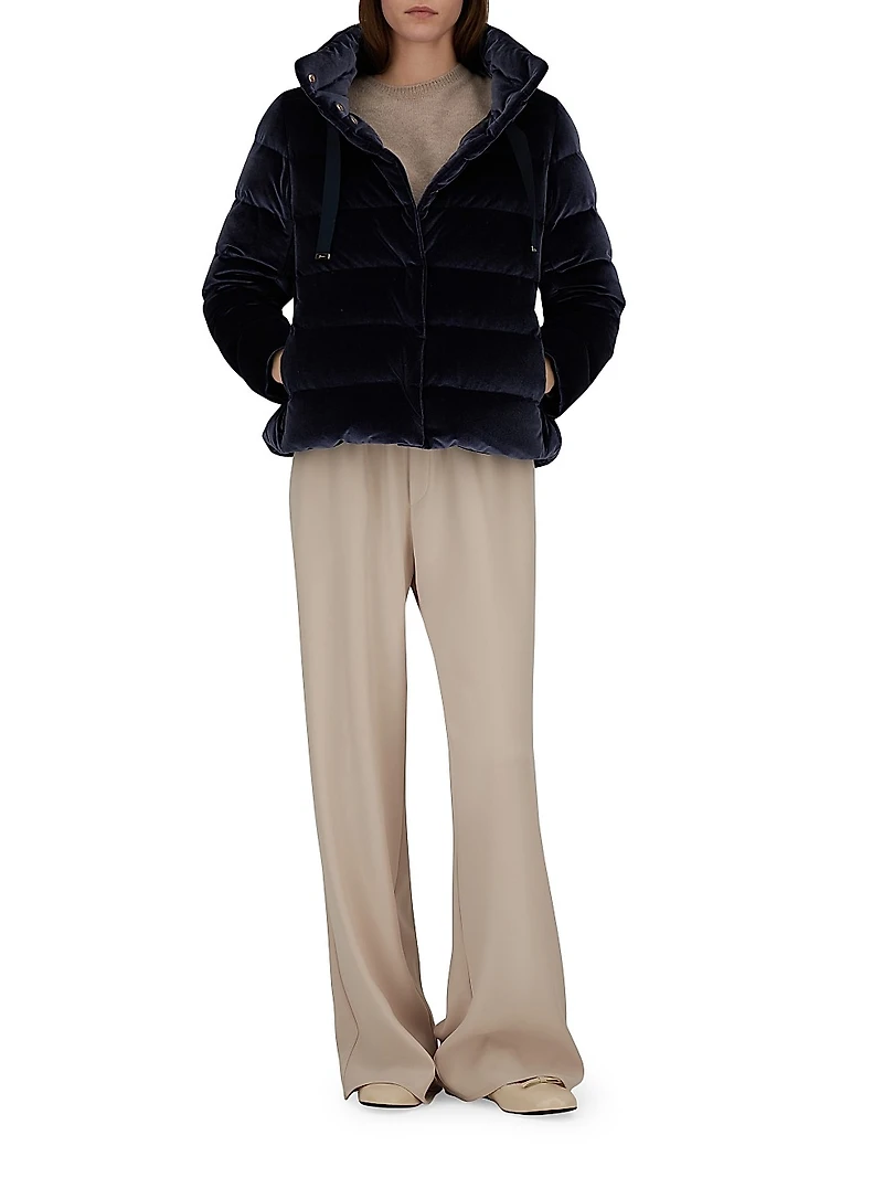 Velvet Quilted Down Jacket
