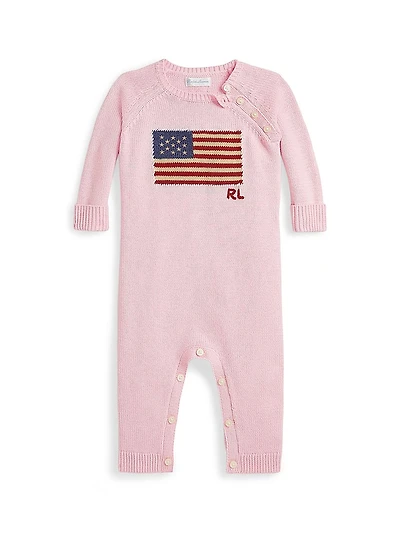 Baby Girl's Knit Cotton Flag Coverall