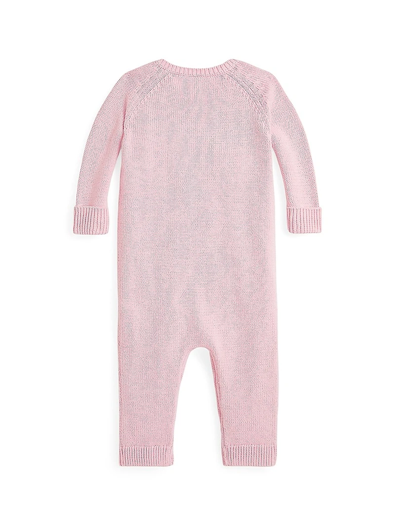 Baby Girl's Knit Cotton Flag Coverall