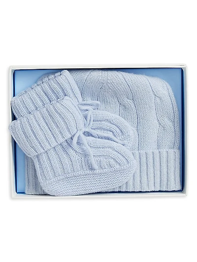 Baby Boy's Cashmere Beanie & Booties Gift Set