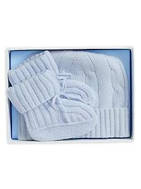 Baby Boy's Cashmere Beanie & Booties Gift Set