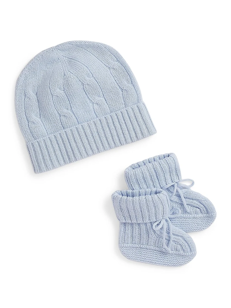 Baby Boy's Cashmere Beanie & Booties Gift Set