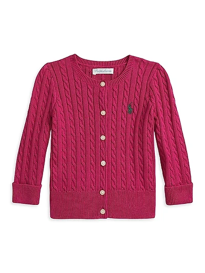 Baby Girl's Cotton Mini Cable Cardigan