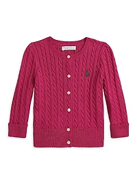 Baby Girl's Cotton Mini Cable Cardigan