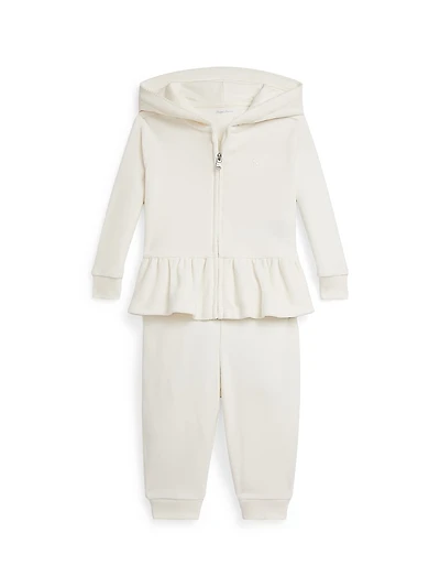 Baby Girl's Cotton Velour Hoodie & Pants Set