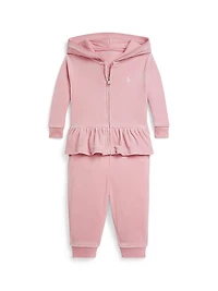 Baby Girl's Velour Ruffle Sweatsuit