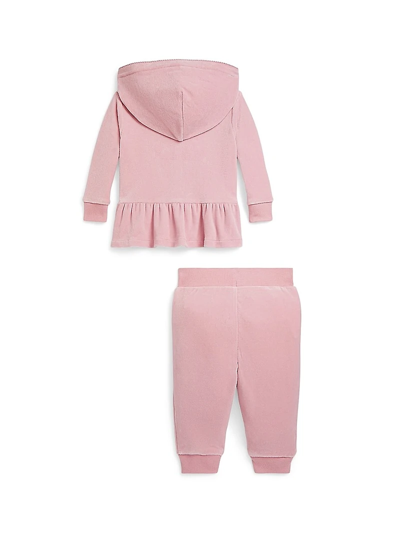 Baby Girl's Velour Ruffle Sweatsuit