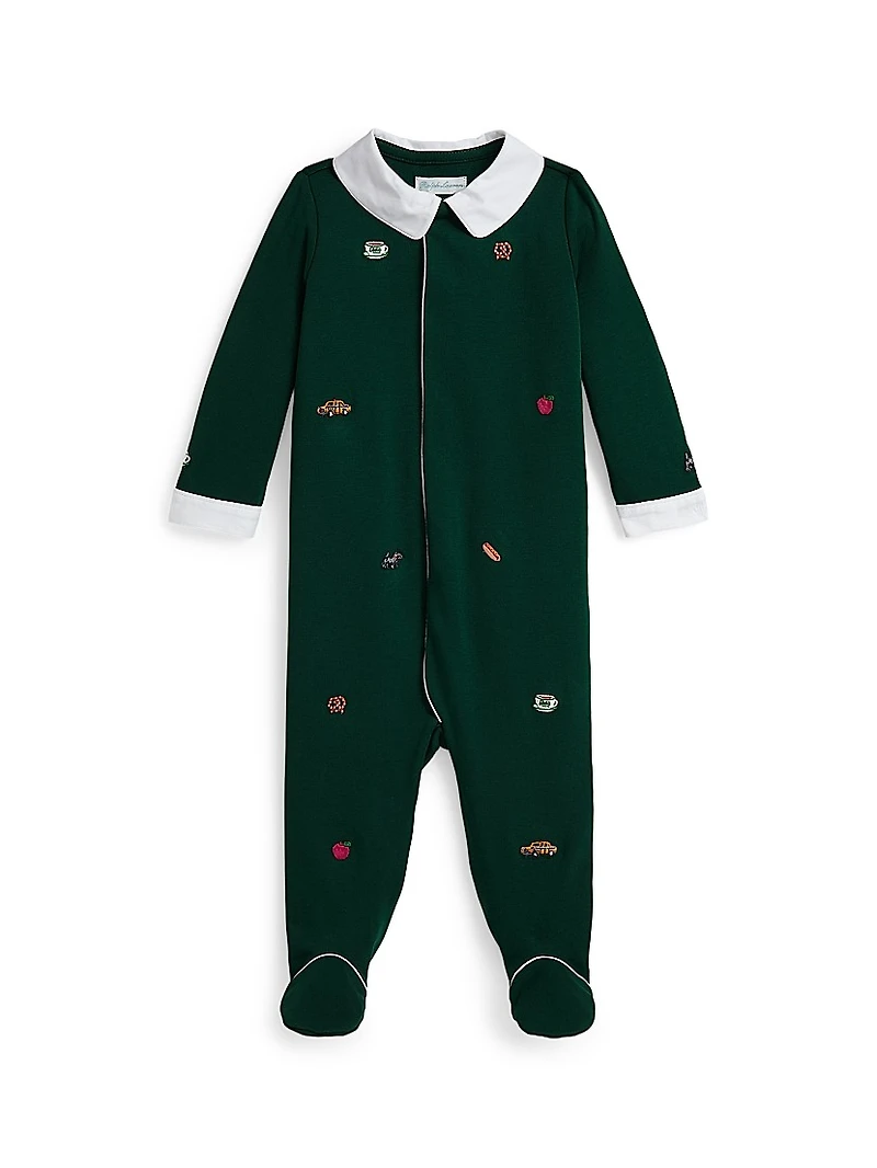 Baby Boy's Embroidered Knit Footie