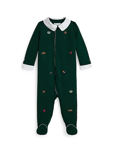 Baby Boy's Embroidered Knit Footie