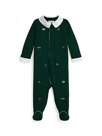 Baby Boy's Embroidered Knit Footie