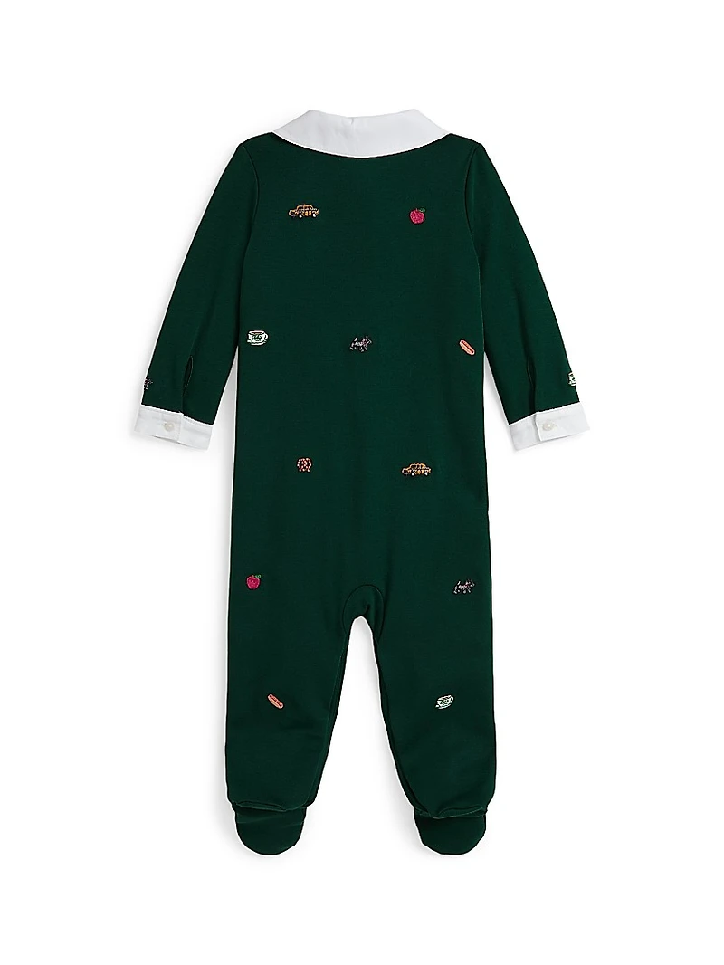 Baby Boy's Embroidered Knit Footie