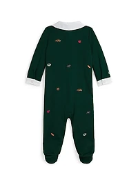 Baby Boy's Embroidered Knit Footie