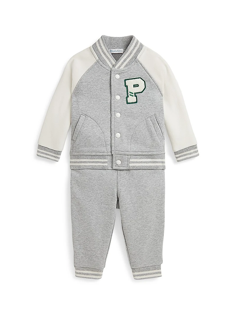 Baby Boy's 2-Piece Fleece Varsity Jacket & Joggers Set