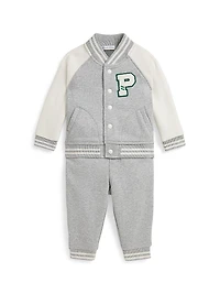 Baby Boy's 2-Piece Fleece Varsity Jacket & Joggers Set
