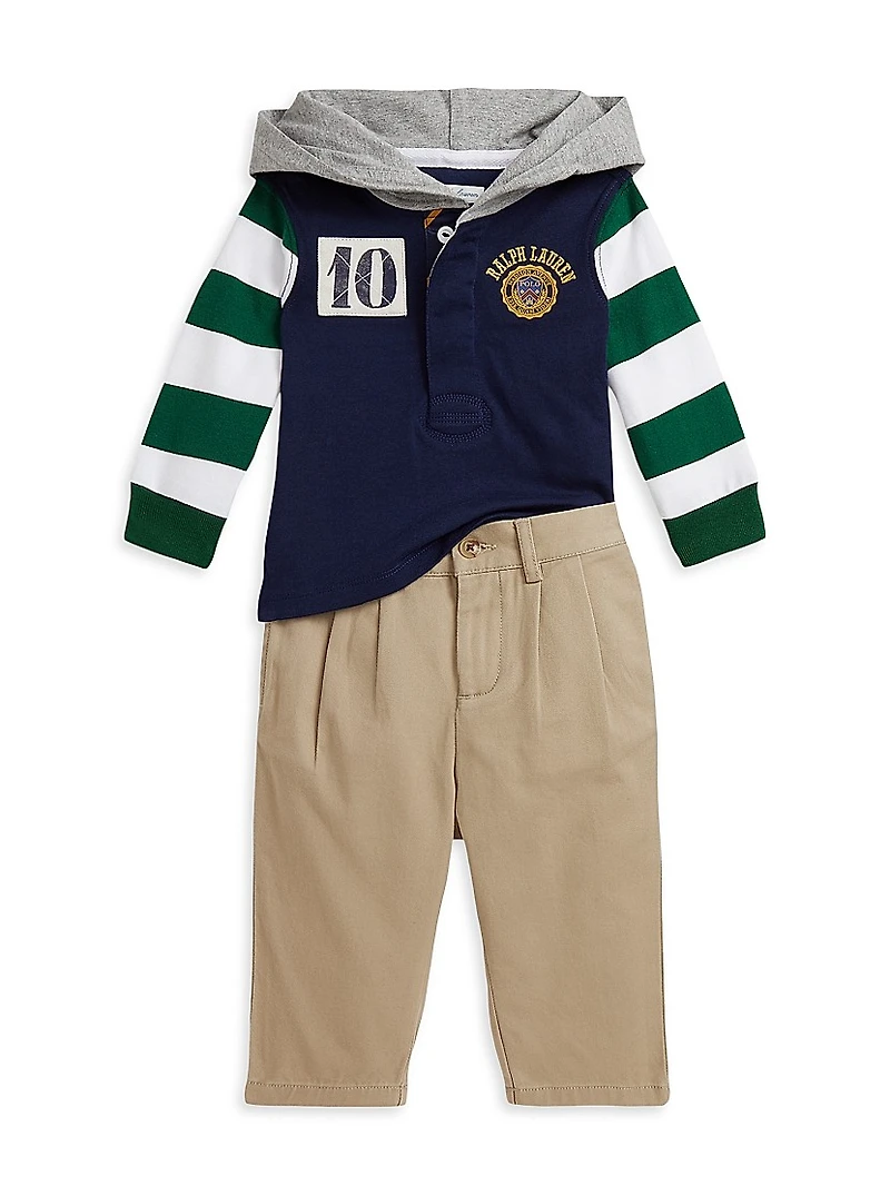 Baby Boy's 2-Piece Rugby Hoodie & Pants Set