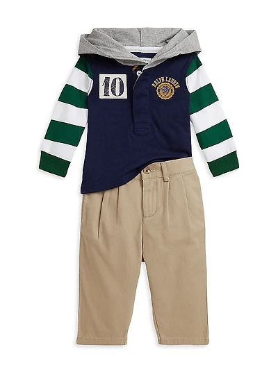Baby Boy's 2-Piece Rugby Hoodie & Pants Set