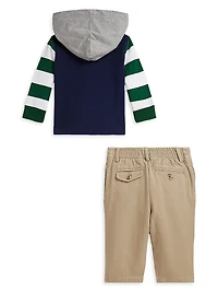 Baby Boy's 2-Piece Rugby Hoodie & Pants Set