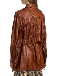 Fringed Leather Belted Coat