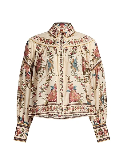 Majestic Hearts Floral Cotton Blouse