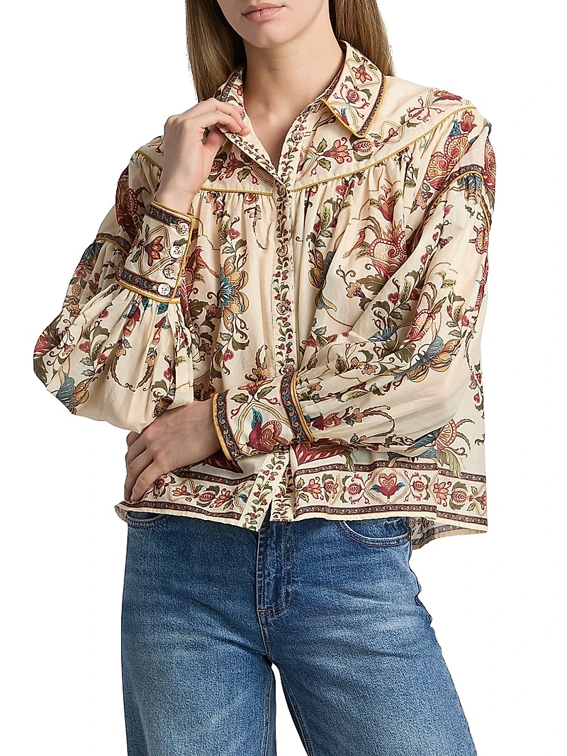 Majestic Hearts Floral Cotton Blouse