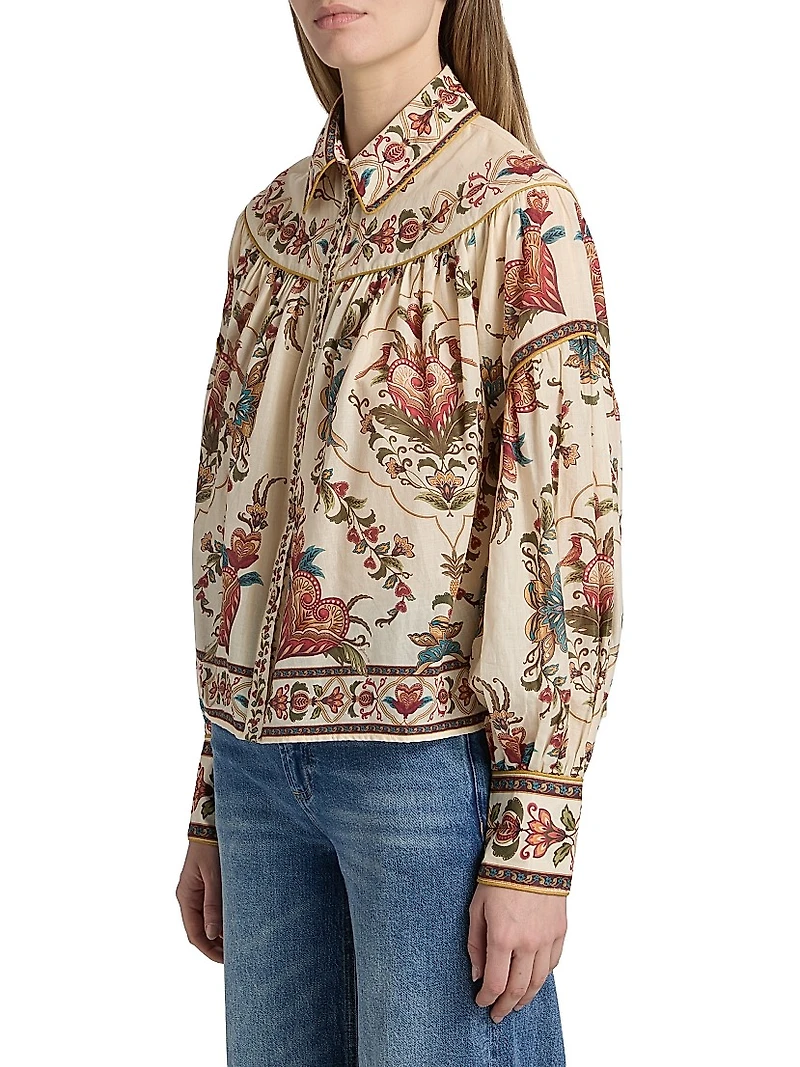 Majestic Hearts Floral Cotton Blouse