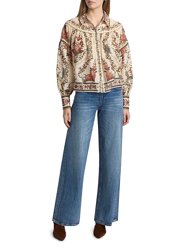 Majestic Hearts Floral Cotton Blouse