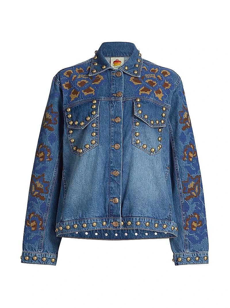 Studded Floral Denim Jacket